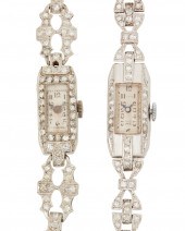 TWO ART DECO DIAMOND WRISTWATC
