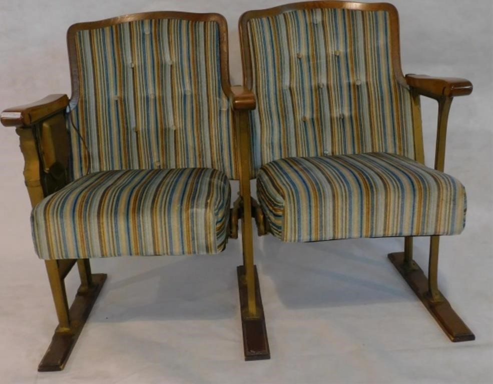 TWO ART DECO FOLDING THEATRE SEATS,