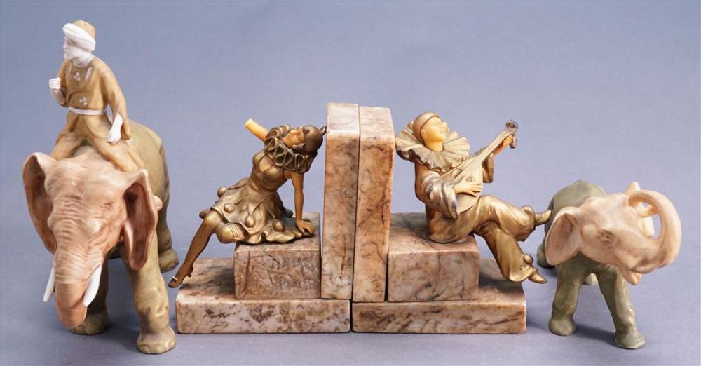 TWO ART DECO GILT BRONZE AND