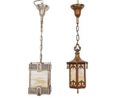 TWO ART DECO HANGING LIGHTS<br