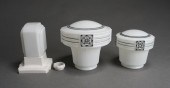 TWO ART DECO MILK GLASS SHADES