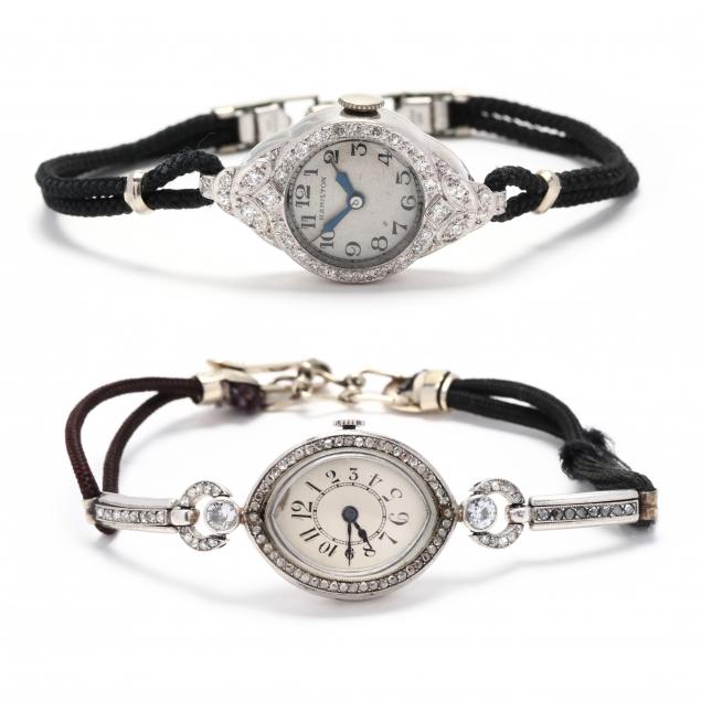 TWO ART DECO, PLATINUM, AND DIAMOND