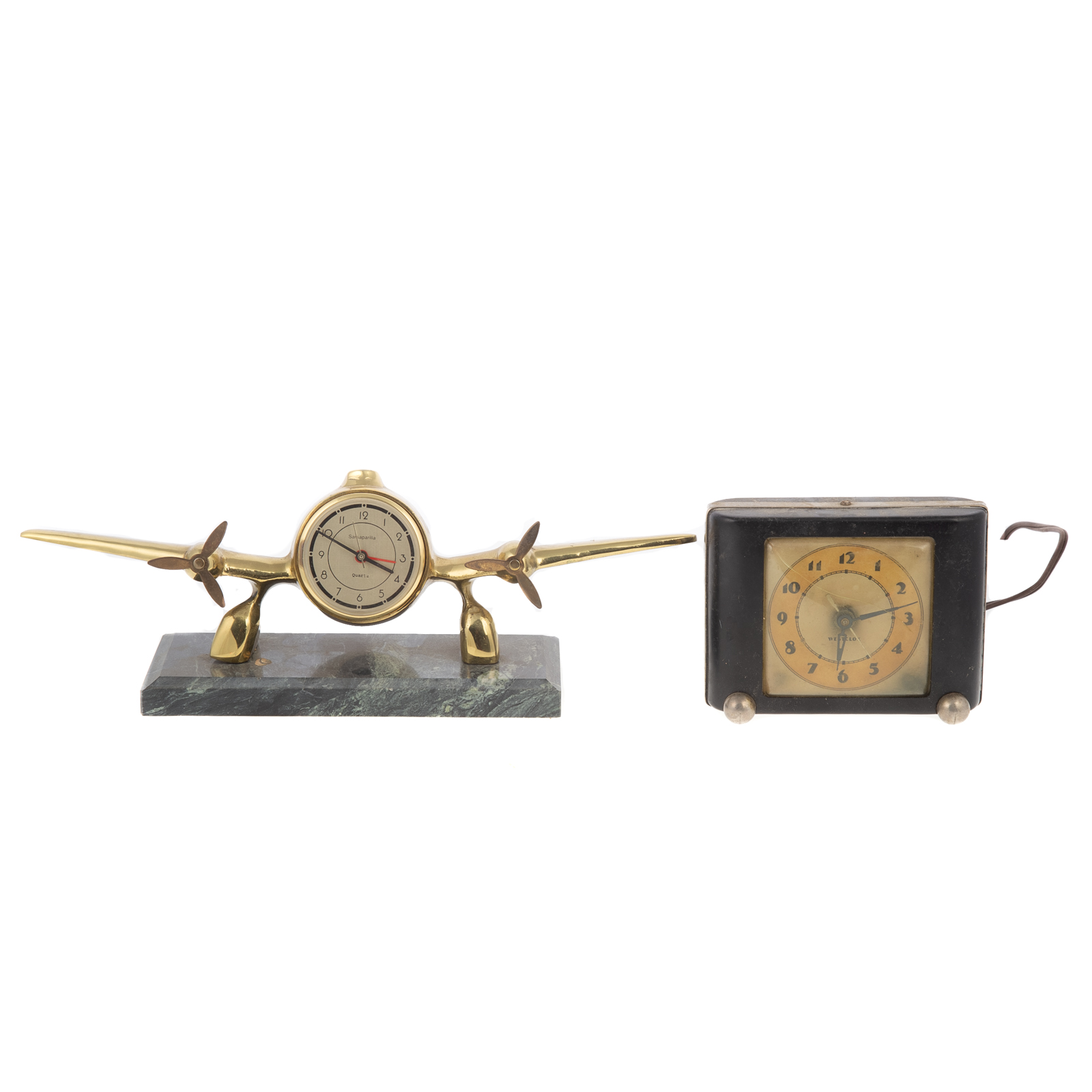 TWO ART DECO STYLE DESK CLOCKS