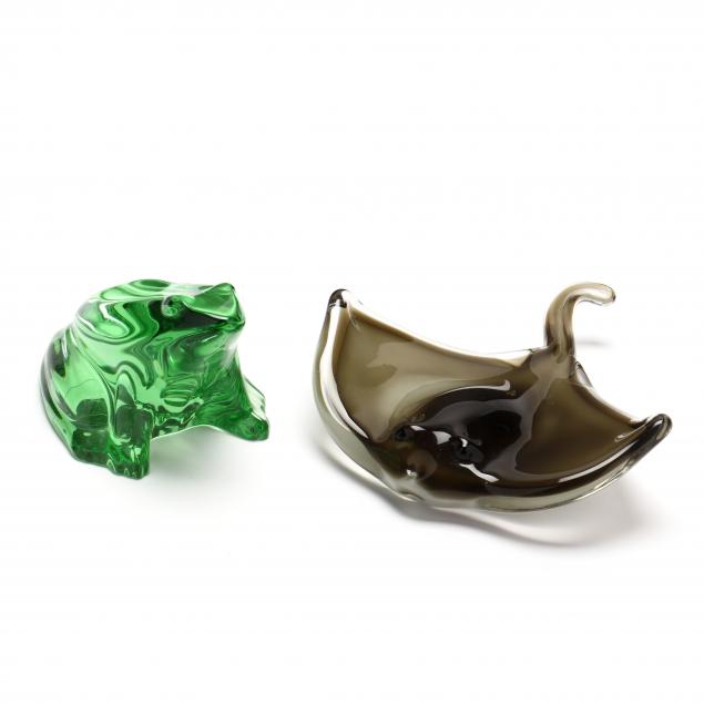TWO ART GLASS ANIMALS Including a