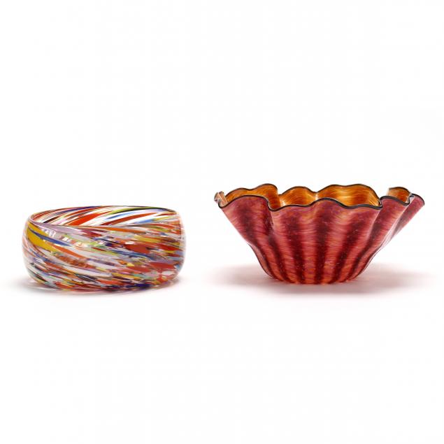 TWO ART GLASS BOWLS Contemporary,