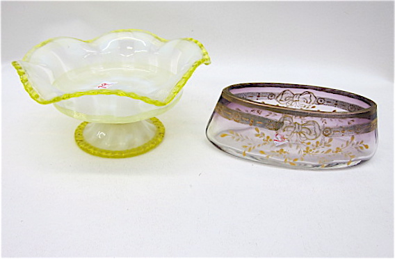 TWO ART GLASS BOWLS Moser bowl hand