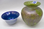 TWO ART GLASS BOWLS: the first