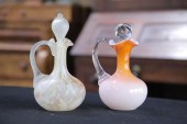 TWO ART GLASS CRUETS. A Phoeni