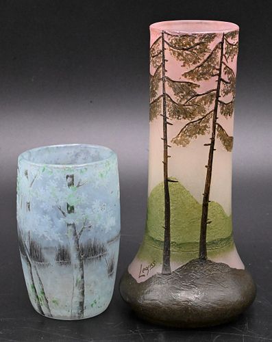 TWO ART GLASS DAUM NANCY VASESTwo