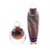 TWO ART GLASS DRESSER BOTTLES,