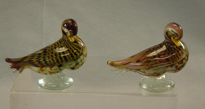 Two art glass duck figures with
