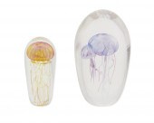 TWO ART GLASS JELLYFISH SCULPT