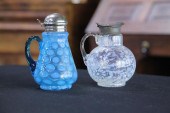 TWO ART GLASS SYRUPS. Blue Tap