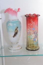 TWO ART GLASS VASES. Bristol g