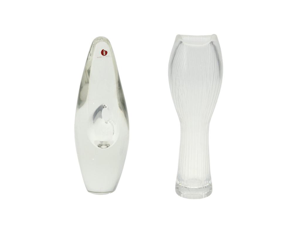 TWO ART GLASS VASES BY IITTALA OF