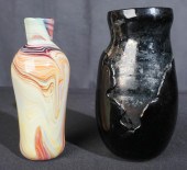 TWO ART GLASS VASES: CHALCEDON