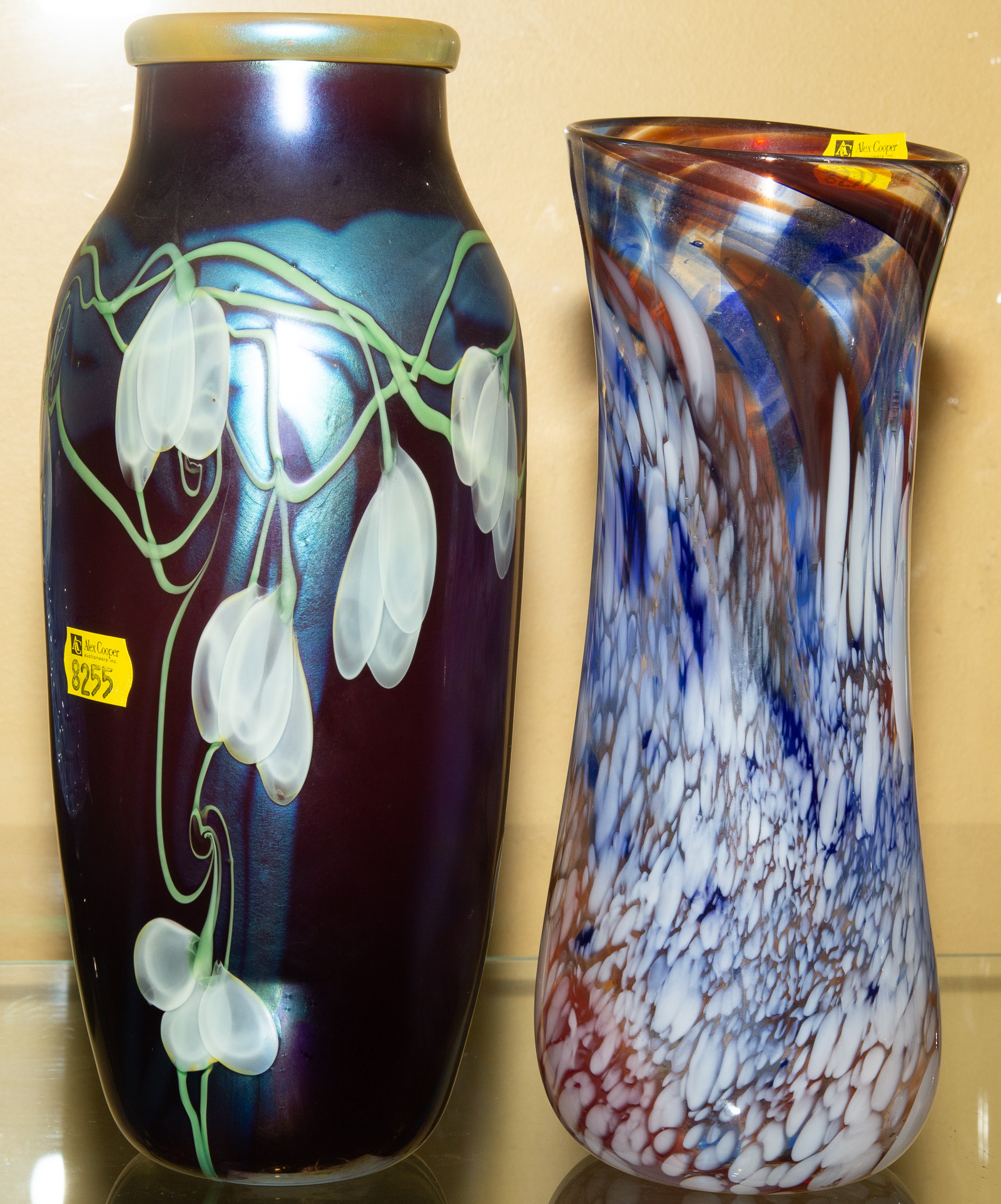 TWO ART GLASS VASES Including an