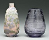 Two art glass vases: one with