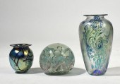 TWO ART GLASS VASES SIGNED EIC