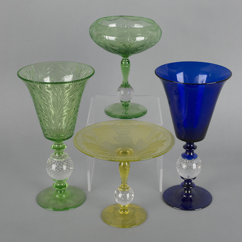 Two art glass vases together with a