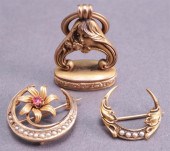 TWO ART NOUVEAU 10-KARAT YELLO