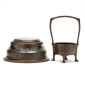 TWO ART NOUVEAU HAMMERED COPPE