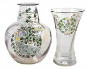 TWO ART NOUVEAU HAND PAINTED G
