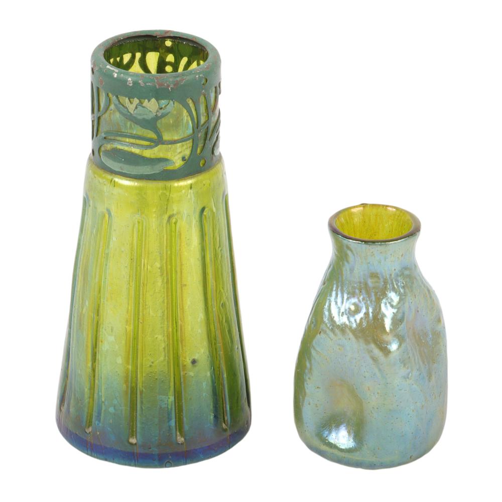 TWO ART NOUVEAU IRIDESCENT GLASS