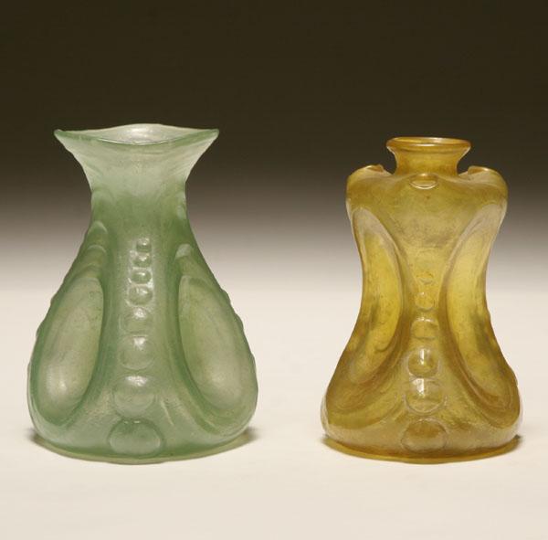 Two Art Nouveau mould blown art