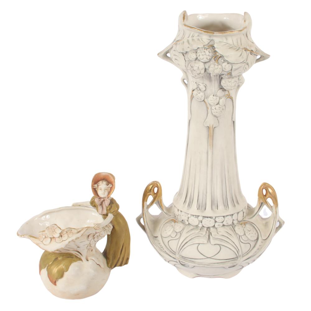 TWO ART NOUVEAU ROYAL DUX PORCELAIN