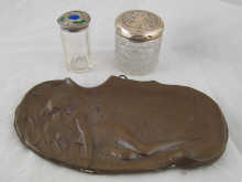 Two Art Nouveau silver lidded cut