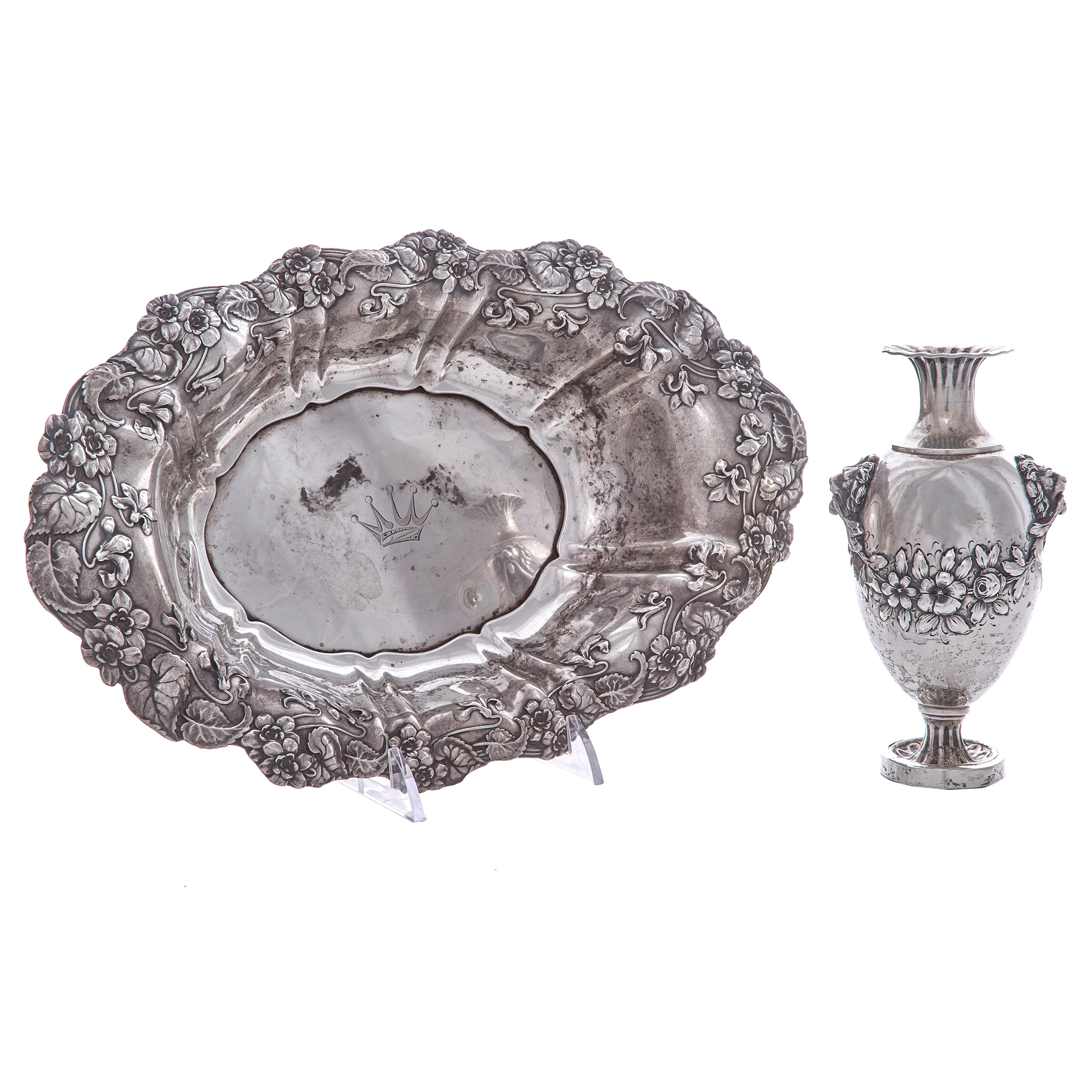 TWO ART NOUVEAU SILVER TABLE