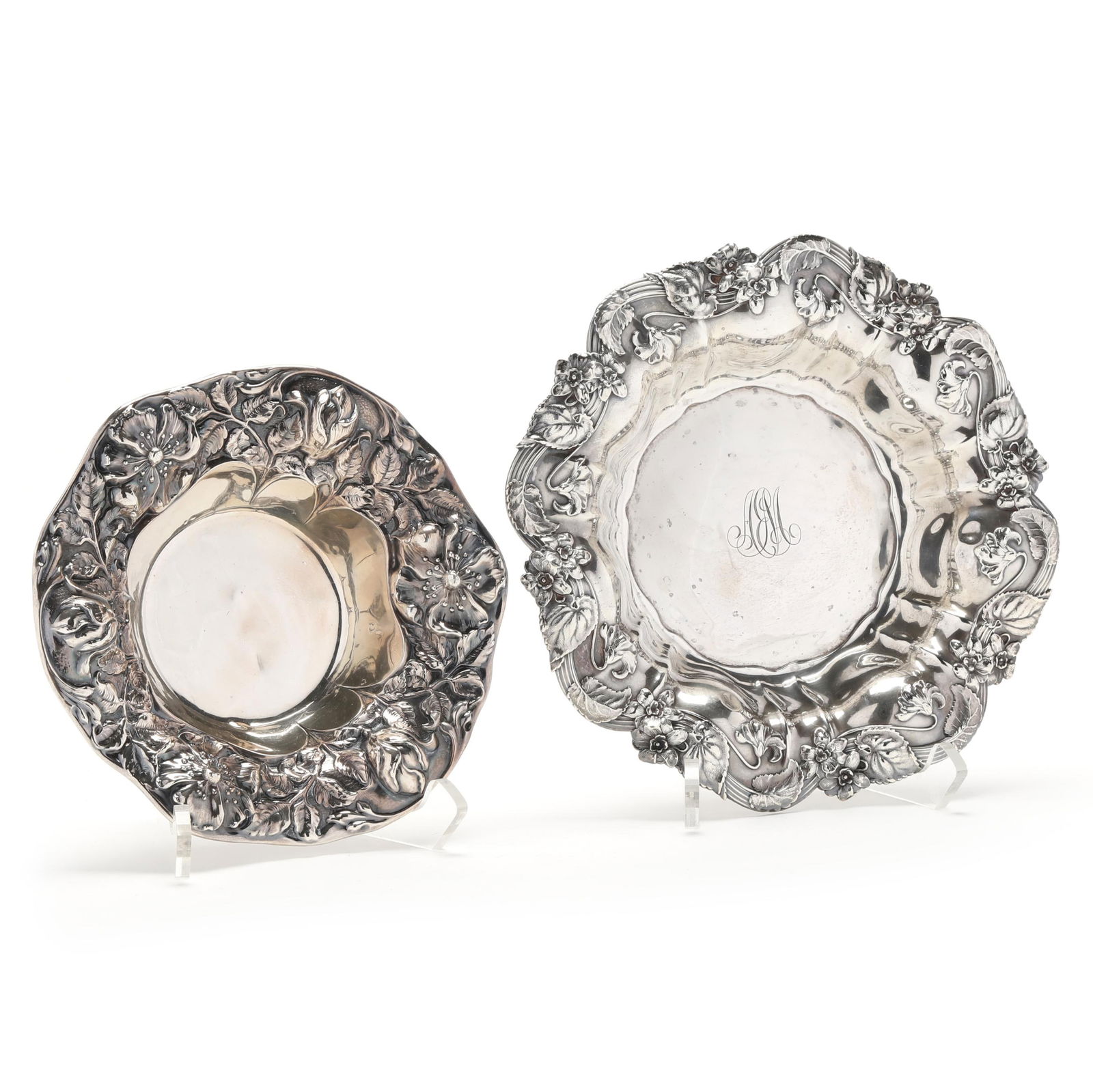 TWO ART NOUVEAU STERLING SILVER