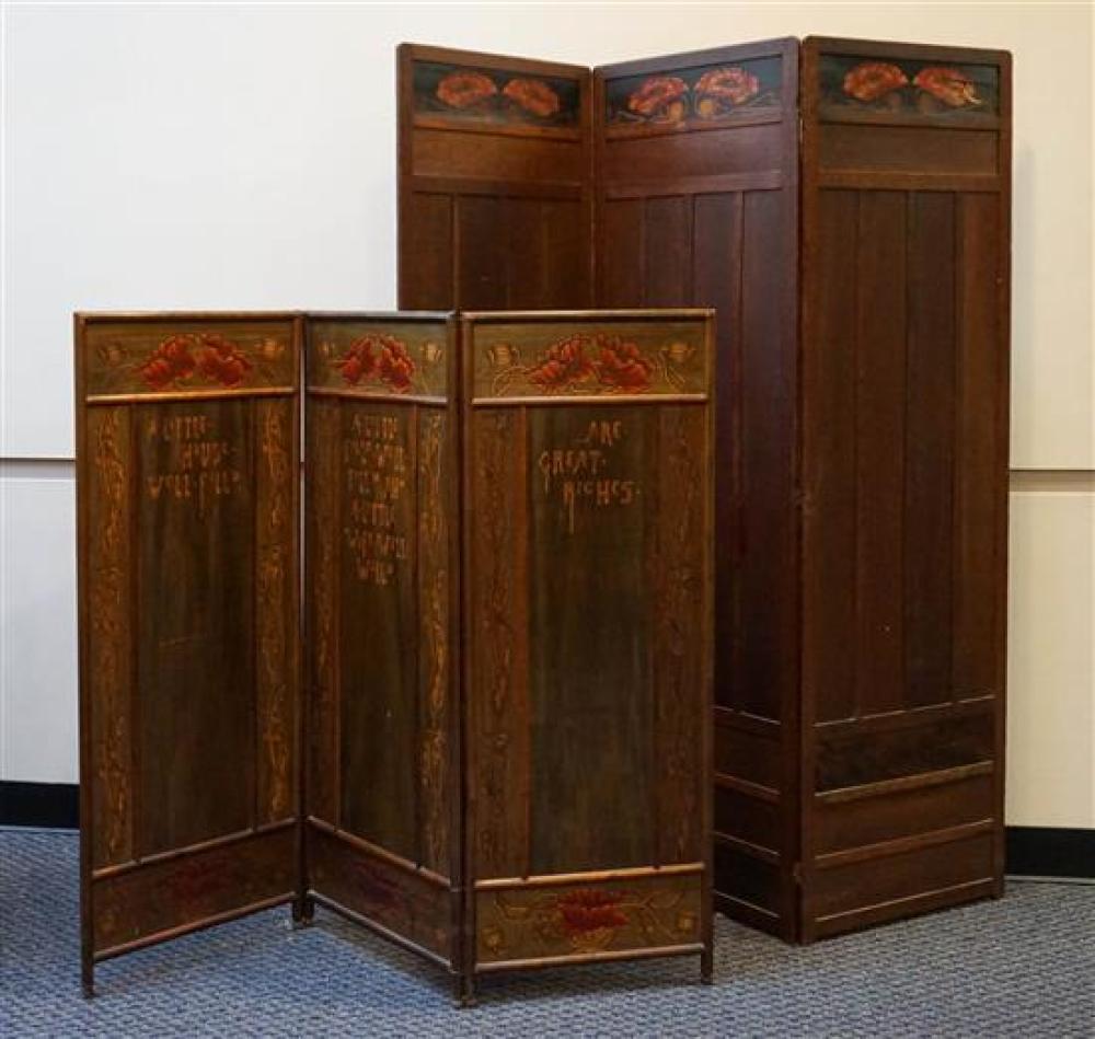 TWO ART NOUVEAU STYLE STAINED,