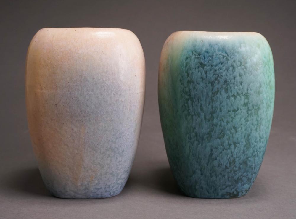 TWO ART POTTERY SQUARE TALL