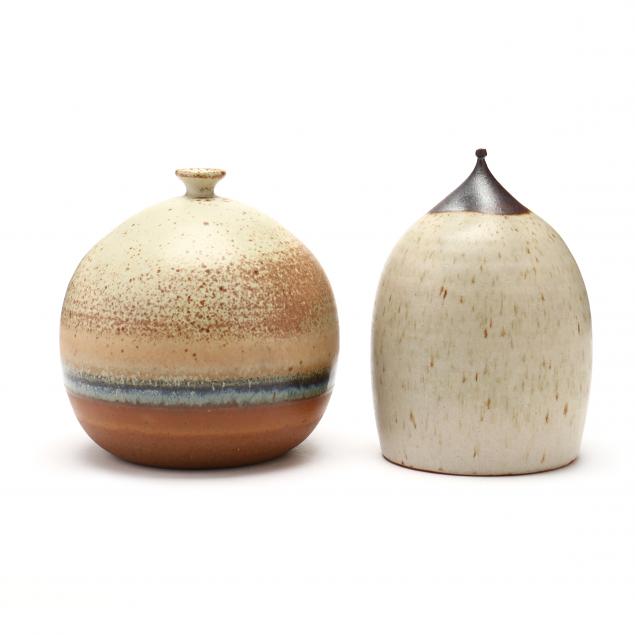 TWO ART POTTERY VASES, SIGNED
