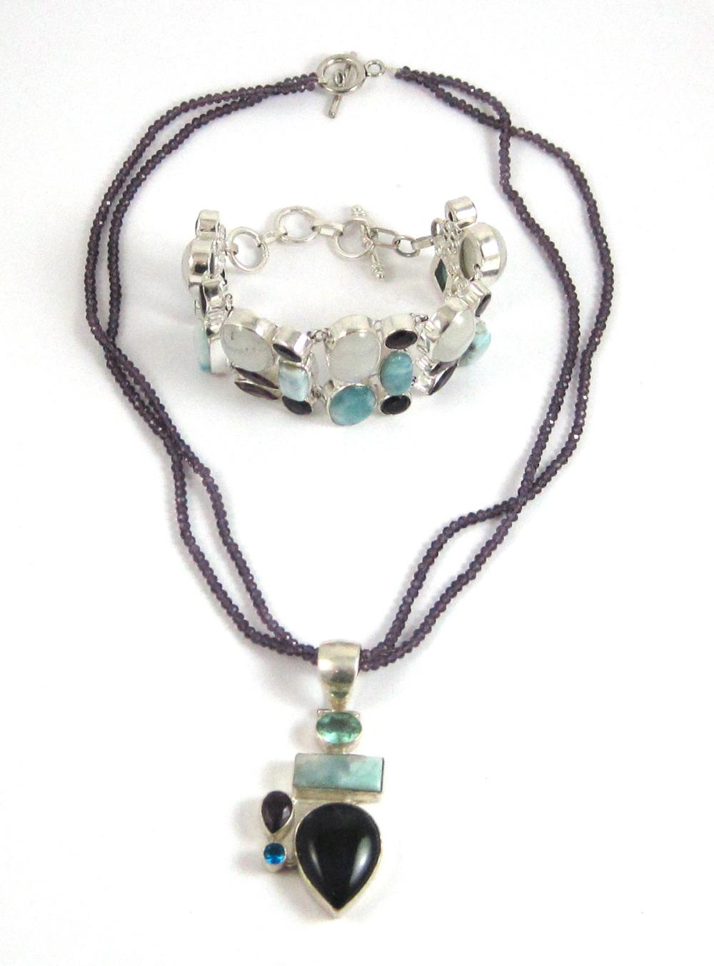 TWO ARTICLES OF AMETHYST AND