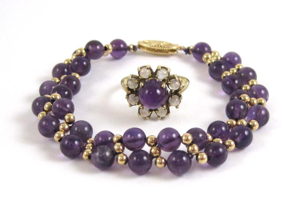 TWO ARTICLES OF AMETHYST AND
