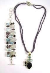 TWO ARTICLES OF AMETHYST AND L