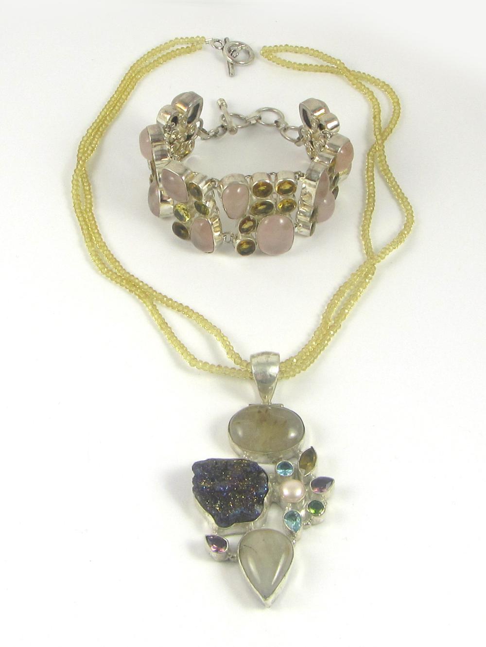 TWO ARTICLES OF CITRINE AND