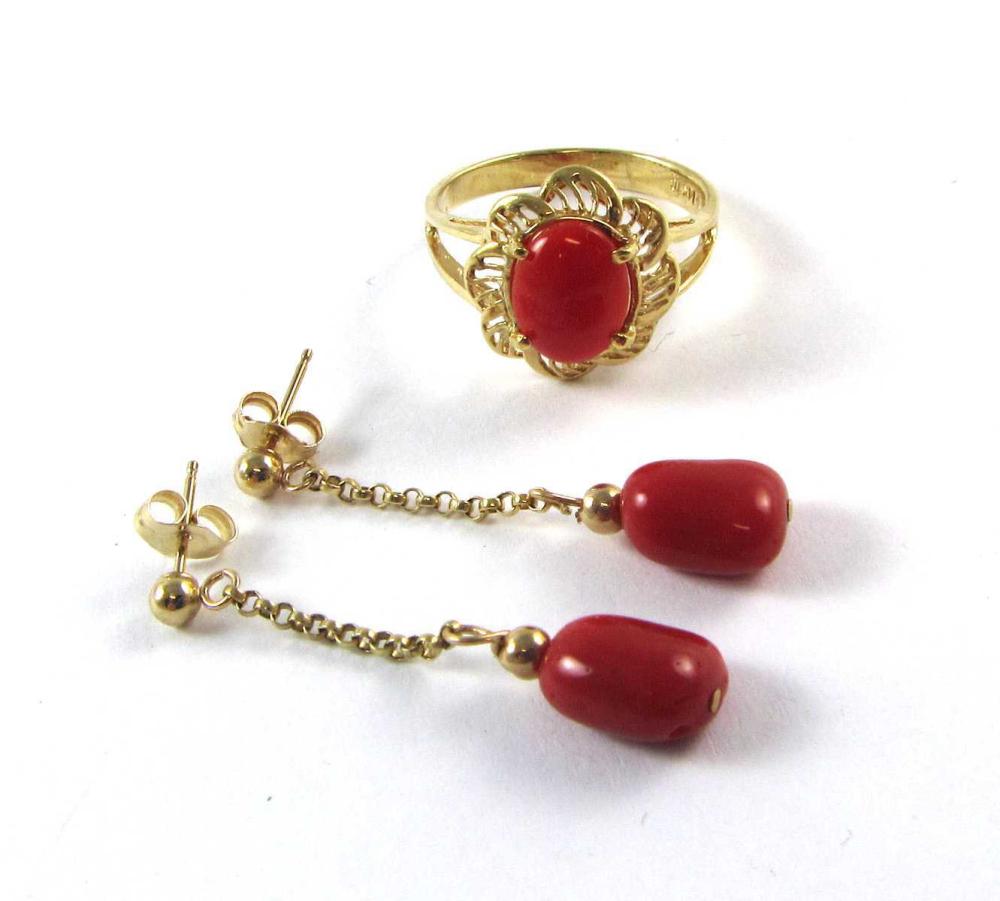 TWO ARTICLES OF CORAL AND