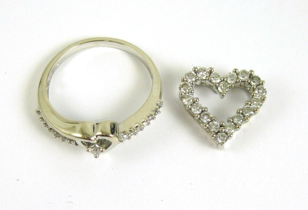 TWO ARTICLES OF DIAMOND AND WHITE
