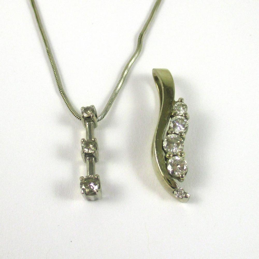 TWO ARTICLES OF DIAMOND AND WHITE