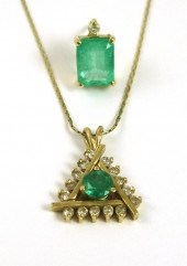 TWO ARTICLES OF EMERALD AND DI