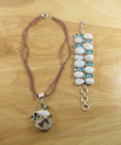 TWO ARTICLES OF MOONSTONE AND