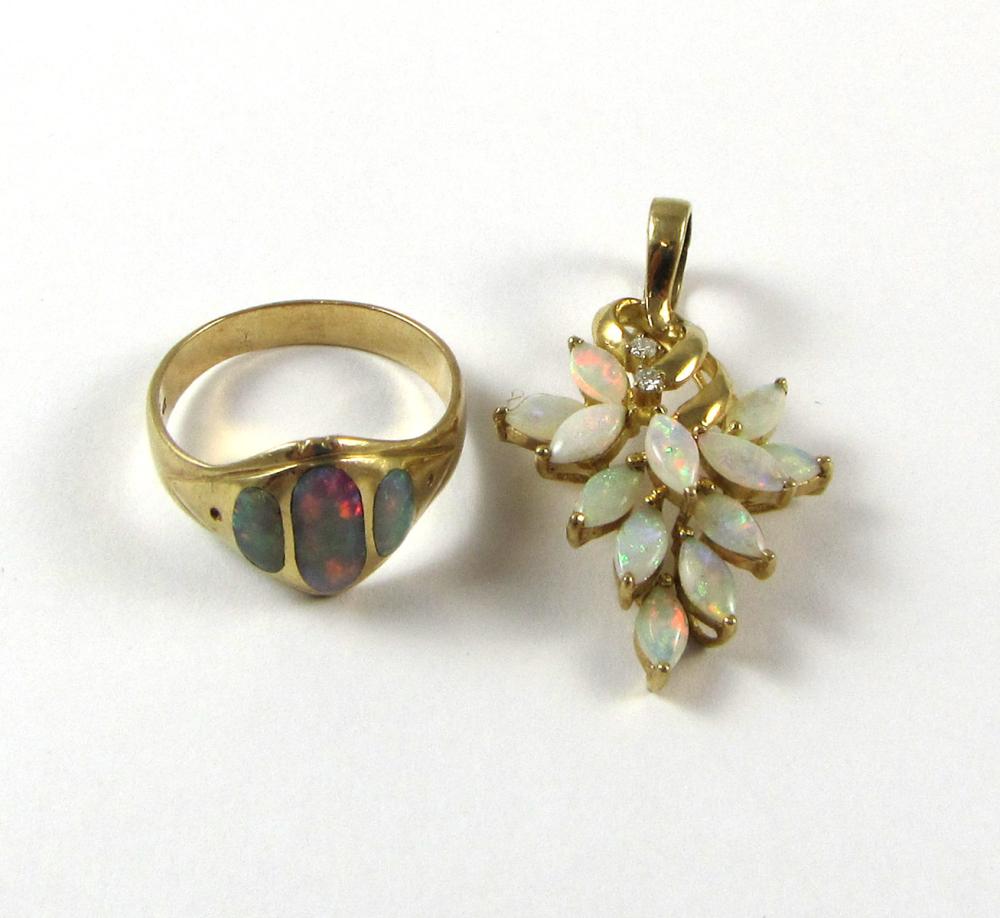 TWO ARTICLES OF OPAL AND FOURTEEN