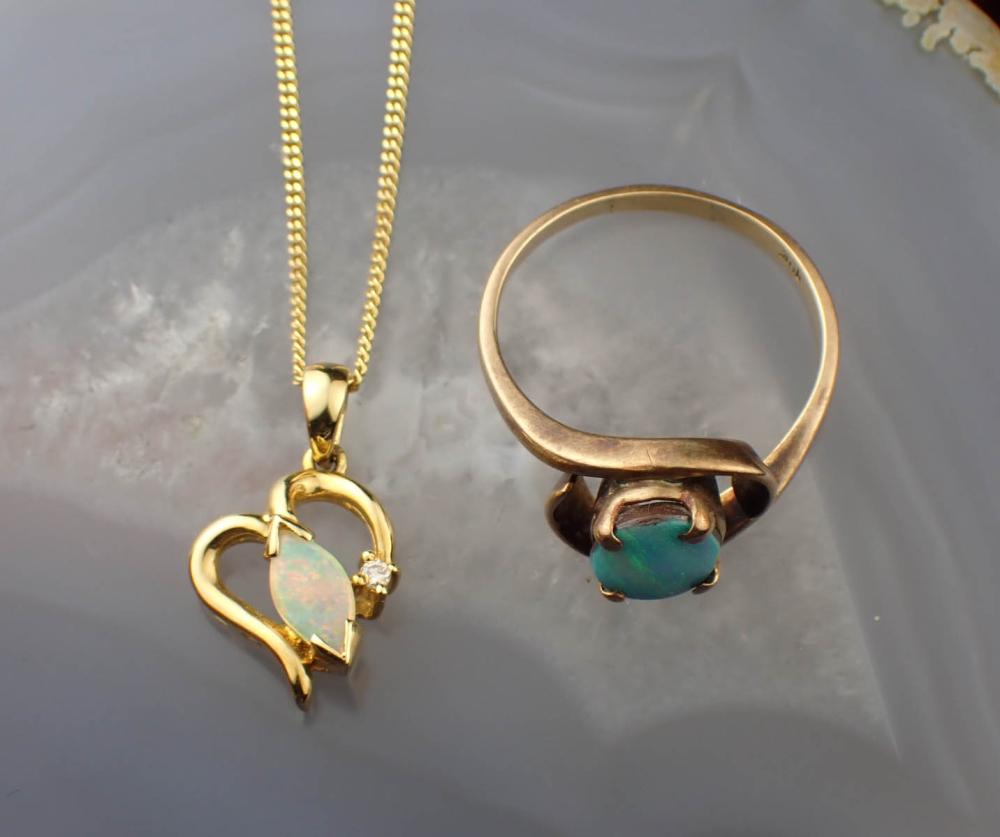 TWO ARTICLES OF OPAL AND YELLOW