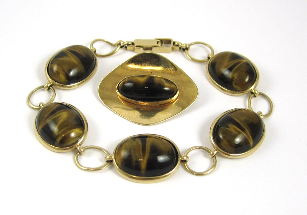 TWO ARTICLES OF TIGER'S EYE