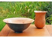 Two artisan turned wood vessel