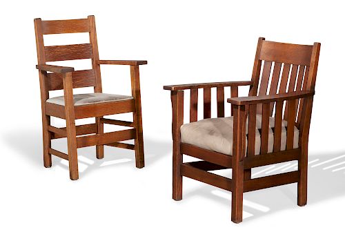 TWO ARTS AND CRAFTS OAK